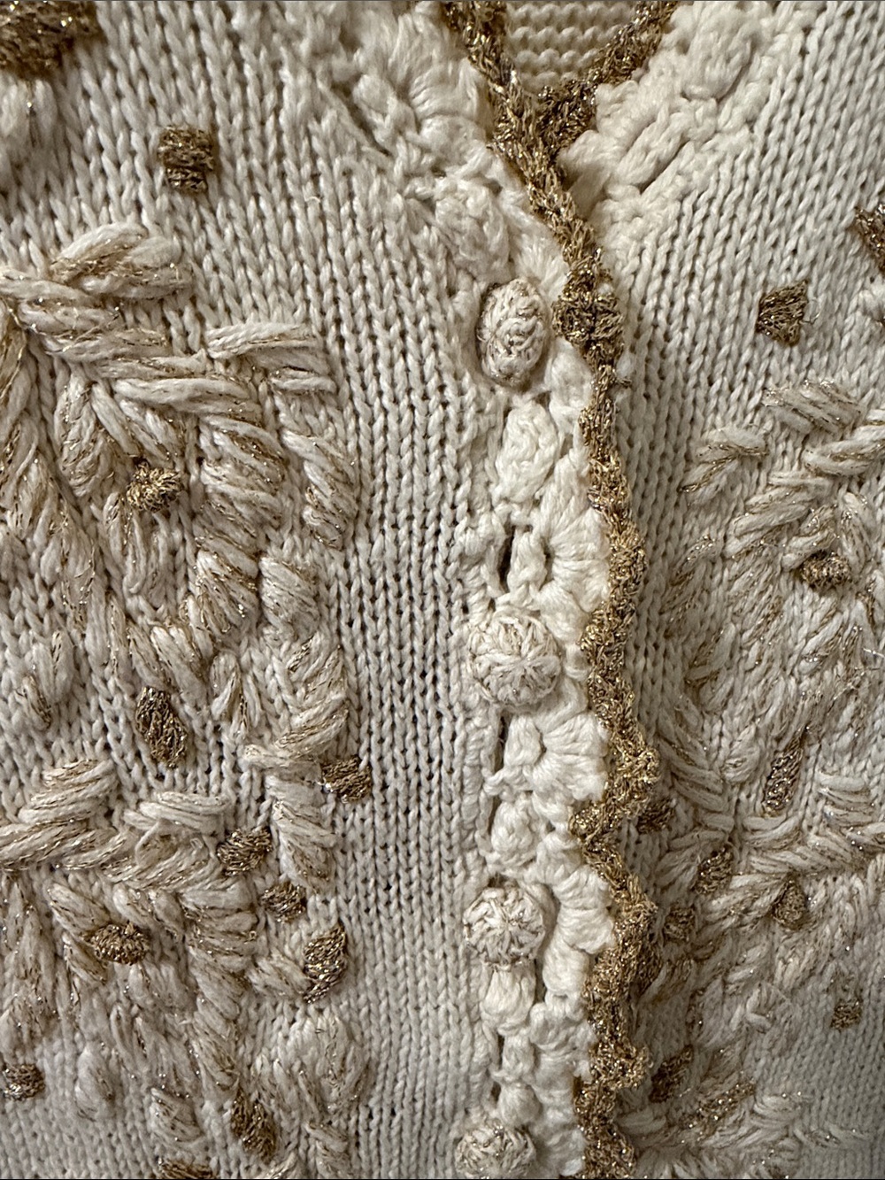 Casual Corner Cream Cardigan with Gold-Tone Embroidery - Picture 5 of 9